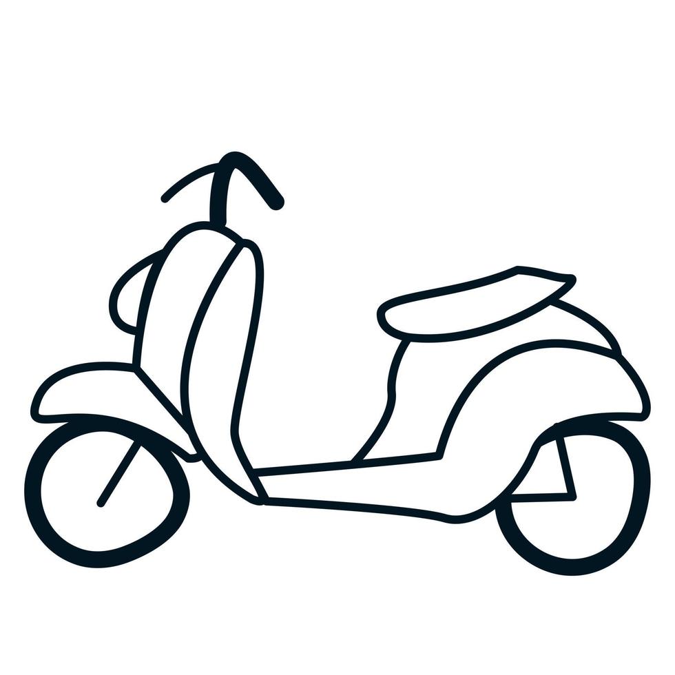 scooter em estilo doodle. ilustração vetorial de desenhados à mão vetor