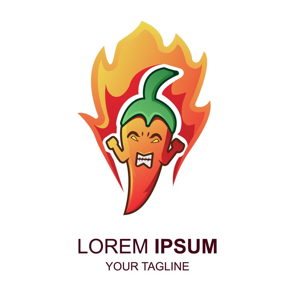 vetor de logotipo de pimenta e fogo. ilustração de pimenta e fogo