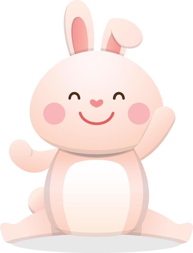 personagem de coelho branco ou mascote com expressões e ações fofas, coelhinho da páscoa, estilo de desenho animado vetorial vetor
