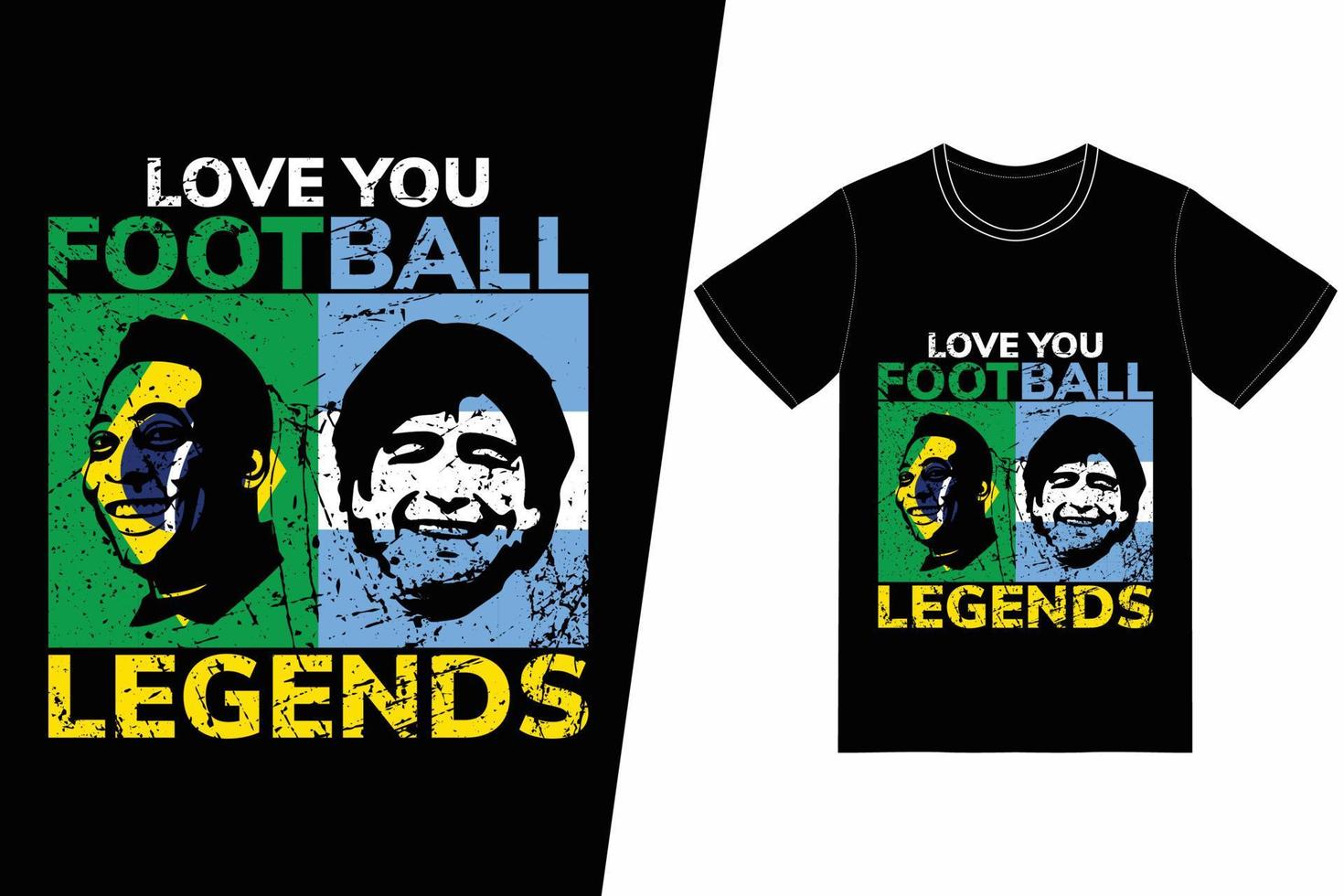 te amo design de futebol fifa lendas do futebol. vetor de design de t-shirt de futebol fifa. para impressão de camisetas e outros usos.