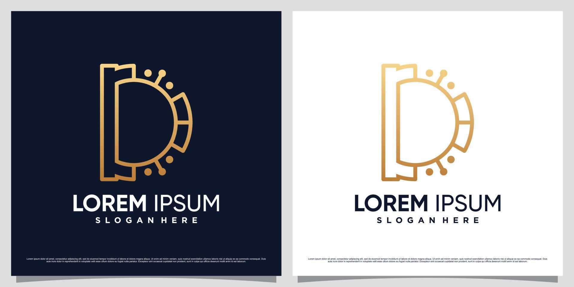 modelo de design de logotipo monograma letra d com estilo de arte de linha e elemento criativo vetor