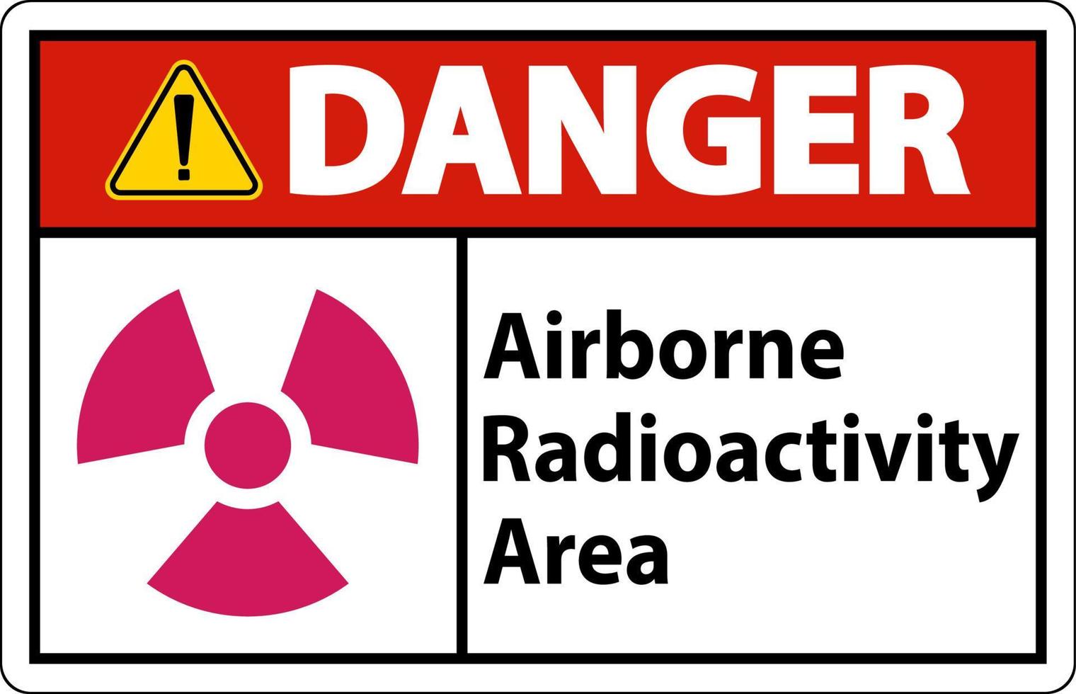 sinal de símbolo de área de radioatividade no ar perigo no fundo branco vetor