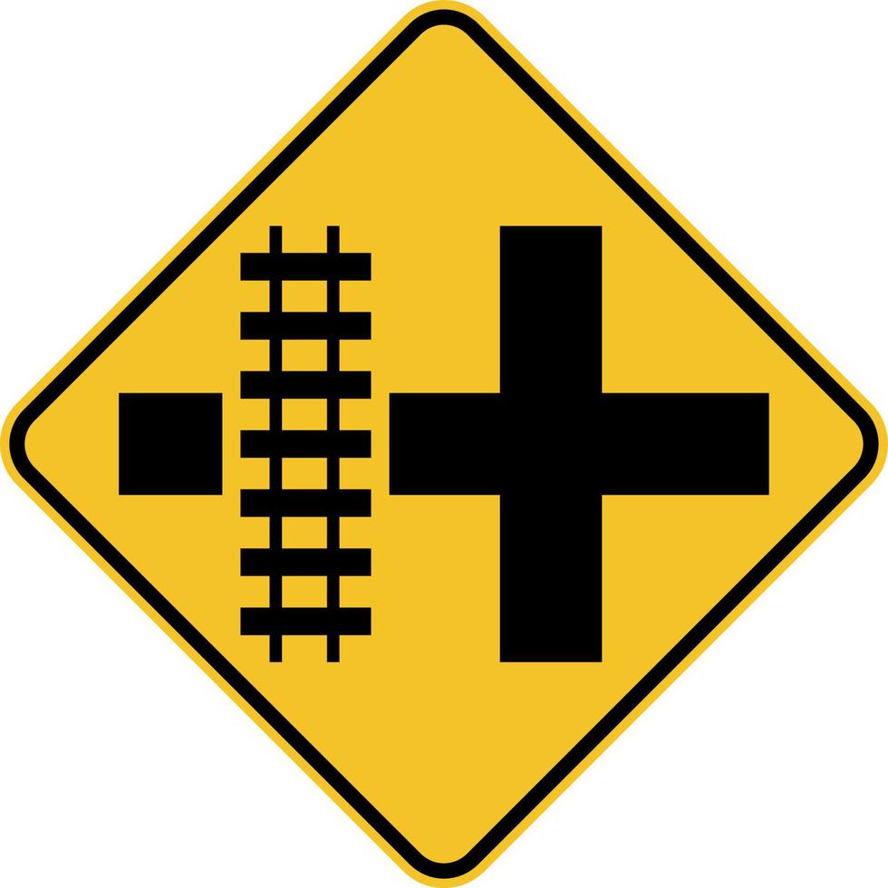 autoestrada sobre trilhos leves, passagem de grau, sinal esquerdo vetor