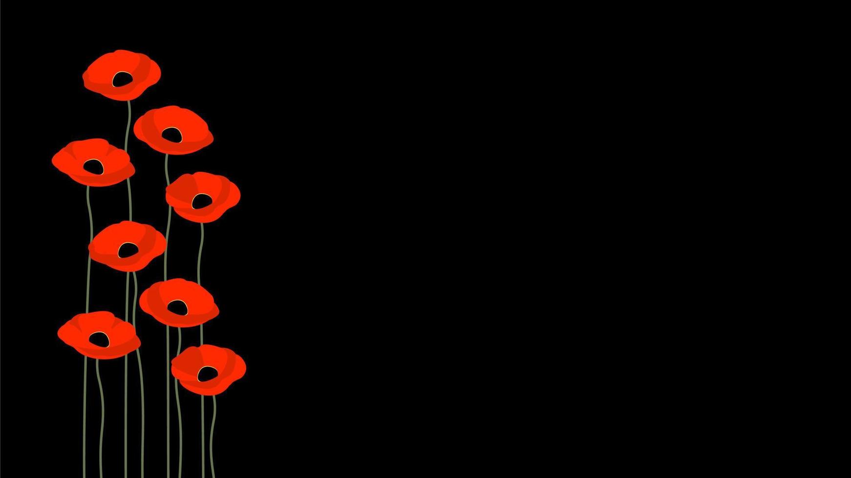 flor de papoula de design plano com espaço de cópia para o dia dos veteranos, dia do memorial ou fundo do dia da lembrança vetor de estoque