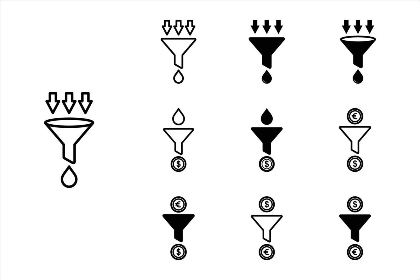 filtro - modelo de design de vetor de conjunto de ícones de funil