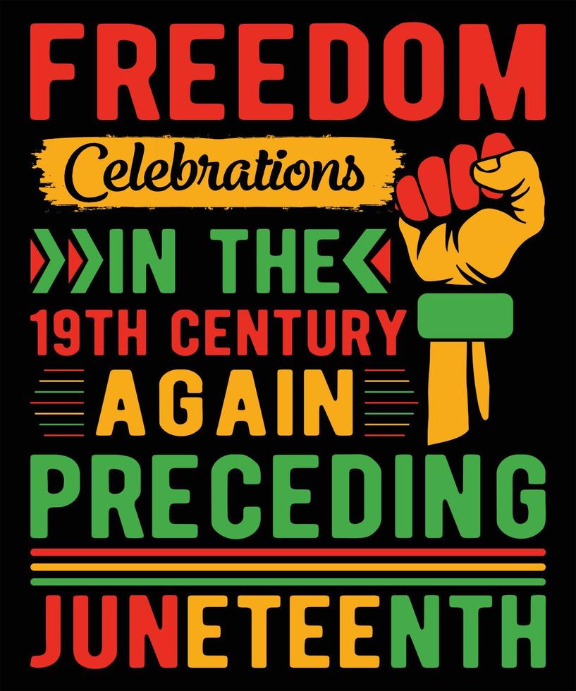 19 de junho história negra igualdade cultura design de camiseta independência afro-americana vetor