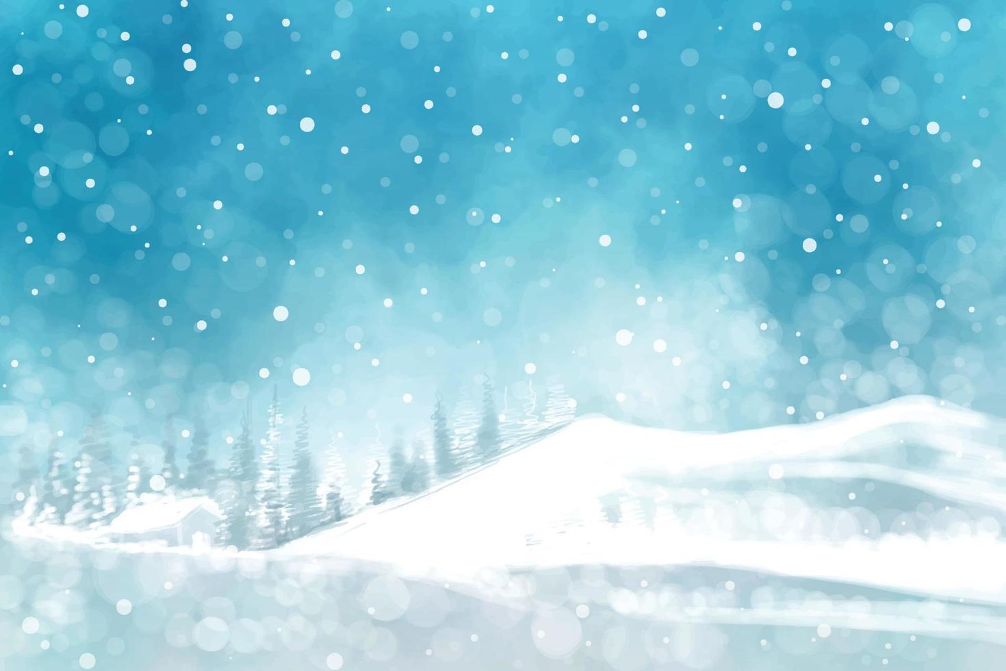 impressionantes árvores de natal na paisagem de inverno com fundo de cartão de neve vetor