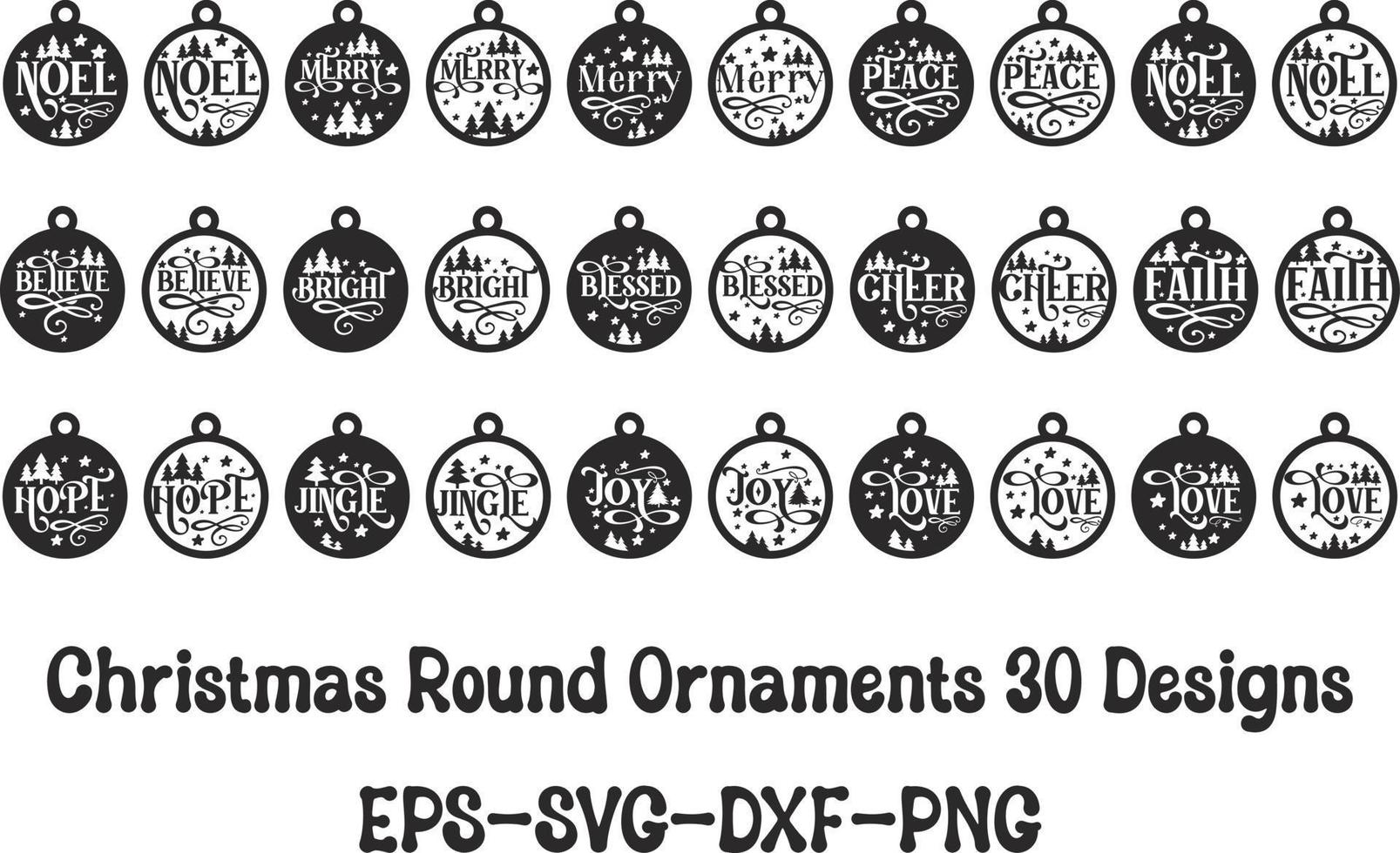 elemento ornamentos redondos de natal 30 designs vetor