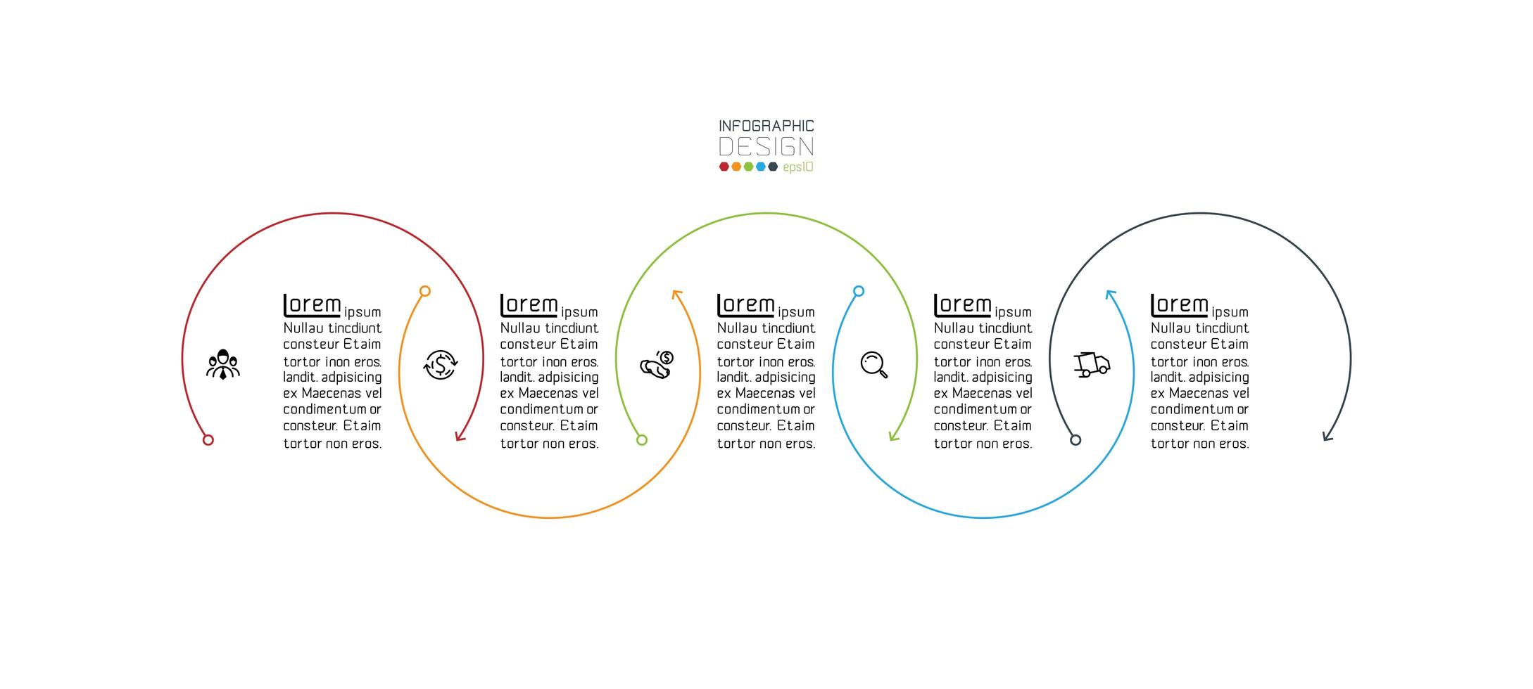 semicírculos modernos, modelo de design de infográfico vetor