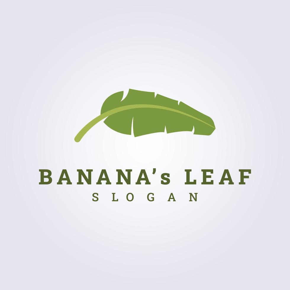 logotipo de vetor de folhas verdes de banana para design de ilustração de embrulho de comida tradicional