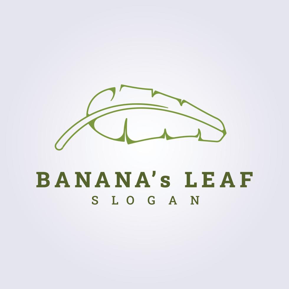 linha simples folhas de banana logo design de ilustração vetorial, folha de embrulho de comida vetor