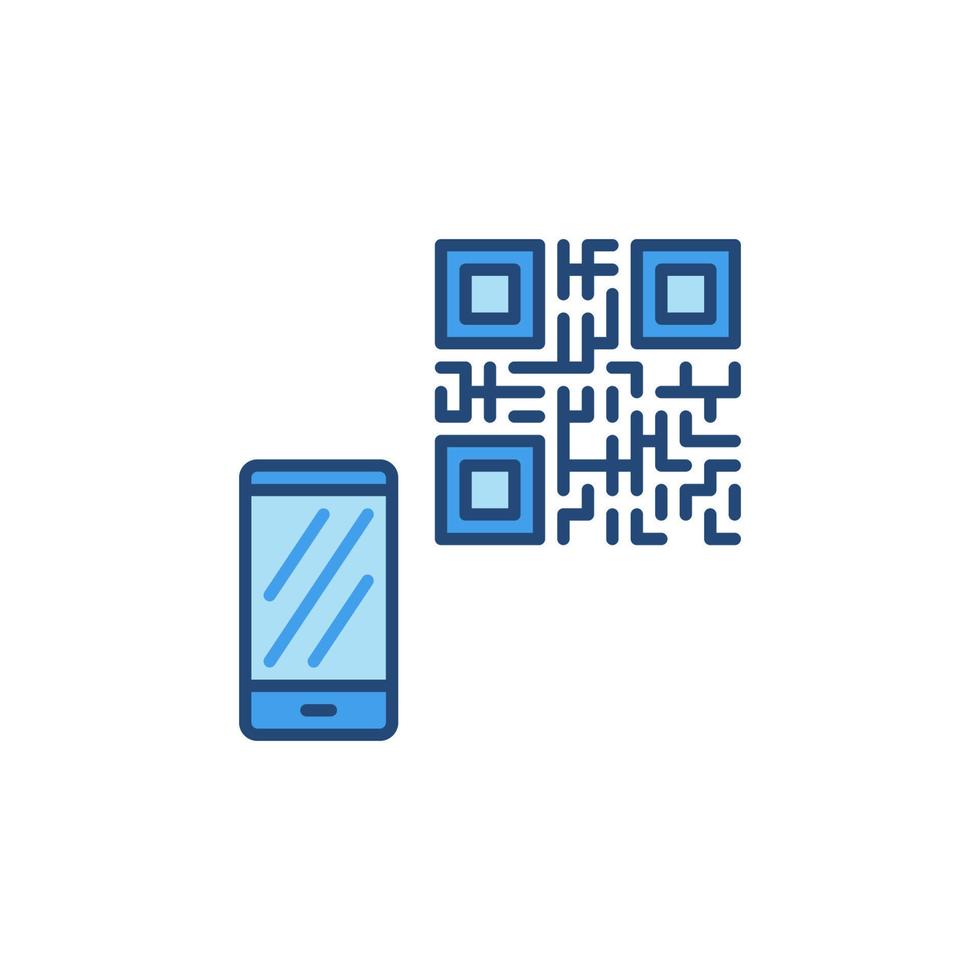 ícone colorido do conceito de vetor de código qr e smartphone
