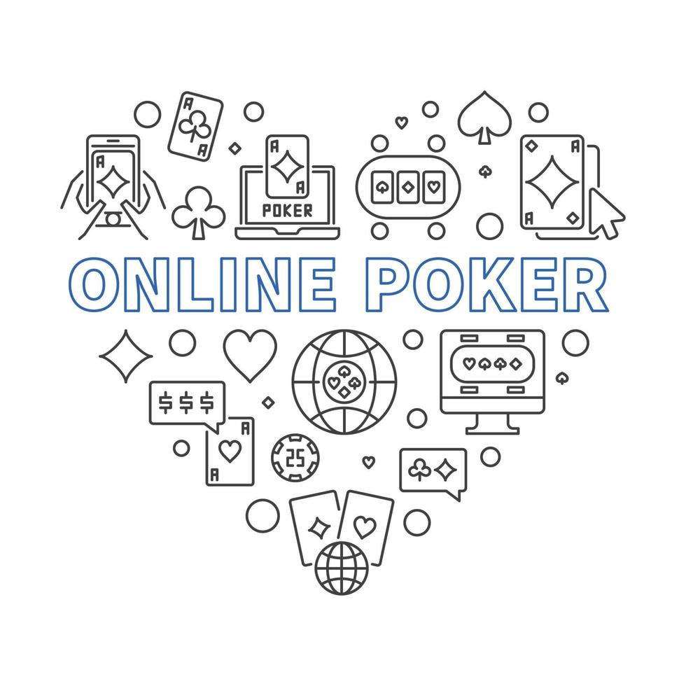 ilustração linear de conceito de vetor de coração de poker online