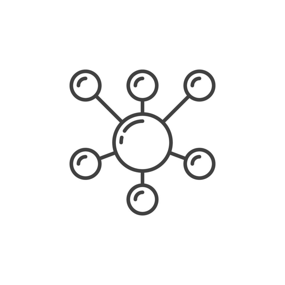 ícone de conceito de vetor de molécula ou sinal no estilo de linha fina