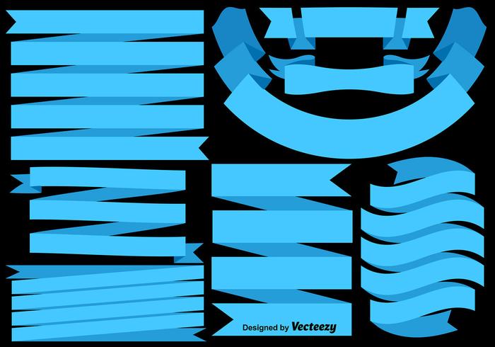 Jogo de vetores de bandeiras / fitas azuis