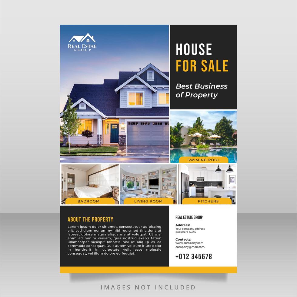 bloco modelo de design de brochura imobiliária vetor