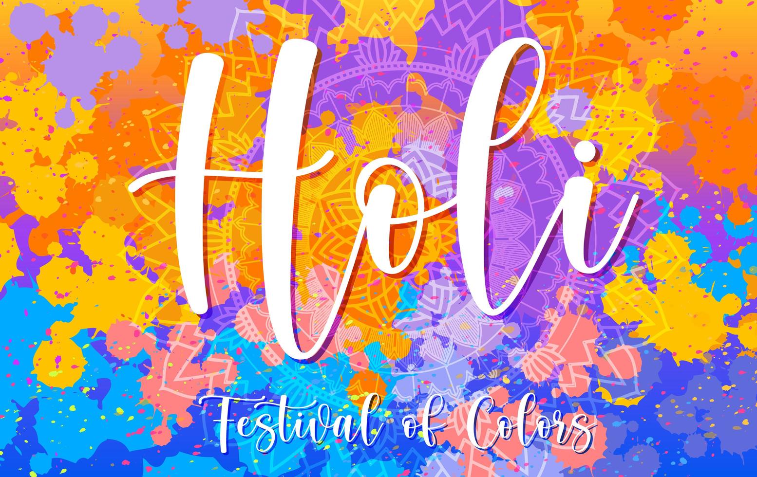 feliz holi festival design de cartaz com fundo colorido vetor