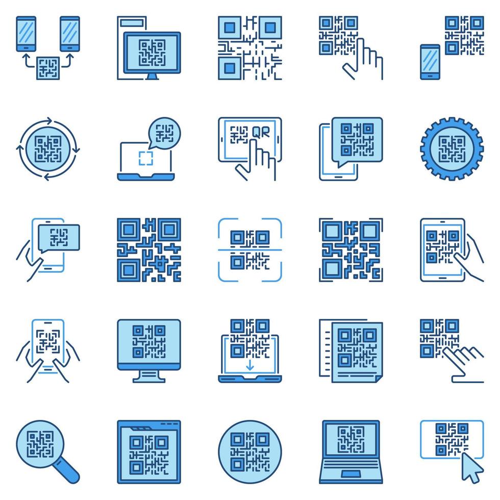 conceito de vetor de código qr ícones modernos coloridos