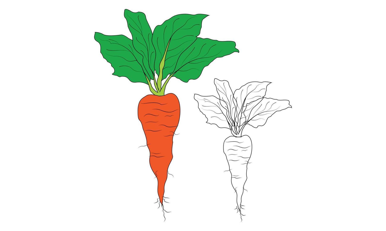 o ícone de fruta de cenoura e ilustrações vetoriais, as crianças criativas de ícone de fruta de cenoura e ilustração vetorial de tema de ícone de fruta de cenoura. vetor