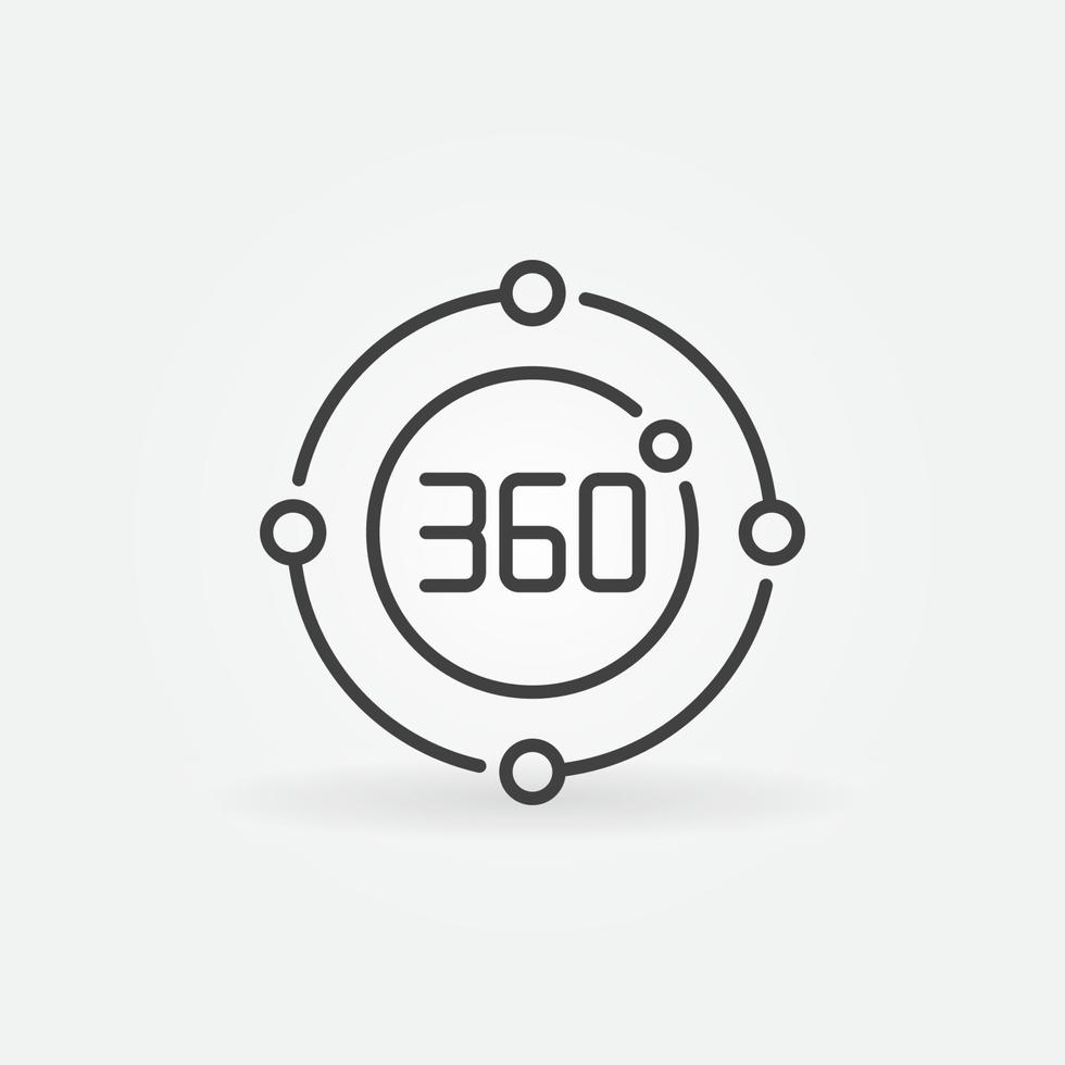 ícone de conceito de vetor de círculo de 360 graus no estilo de contorno