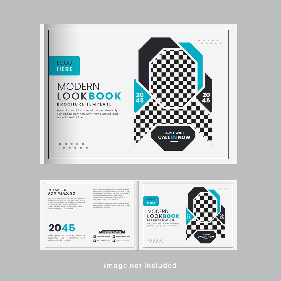 brochura de paisagem de perfil de negócios printmodern ou design de capa de revista com formas mínimas de azul e preto vetor