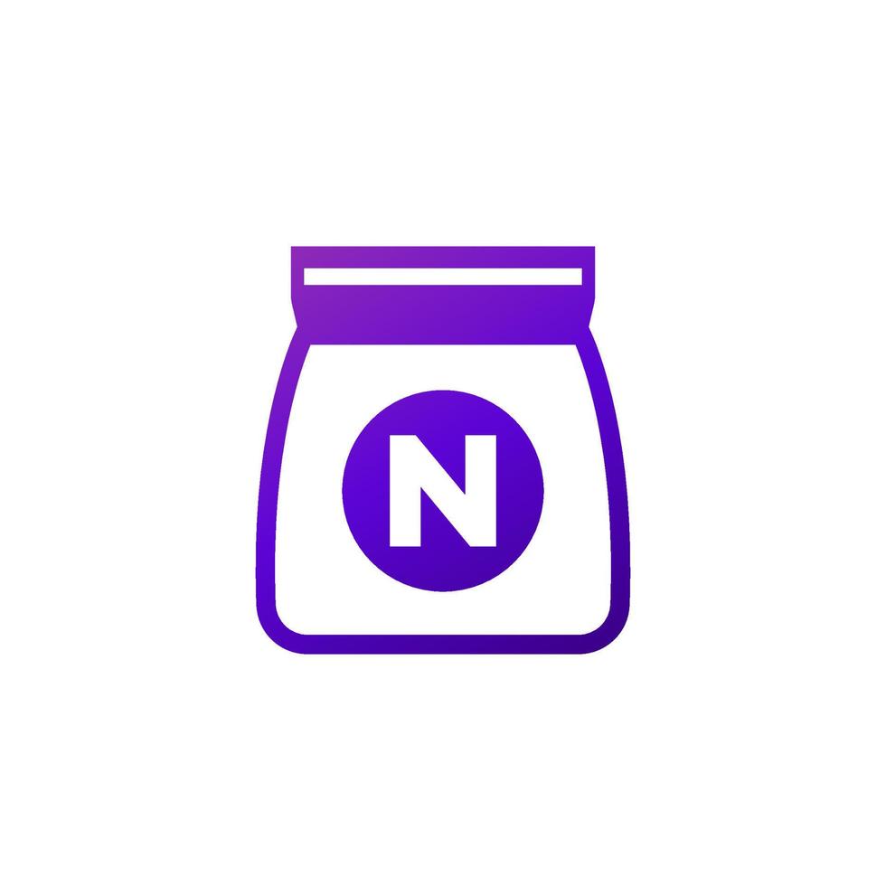 ícone de fertilizante de nitrogênio com um saco vetor