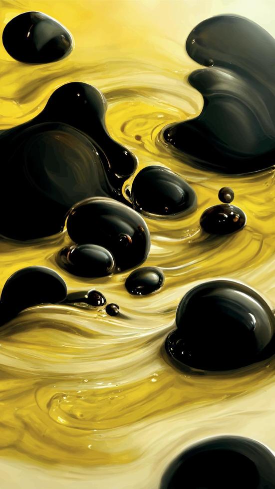 fundo líquido preto e amarelo vetor