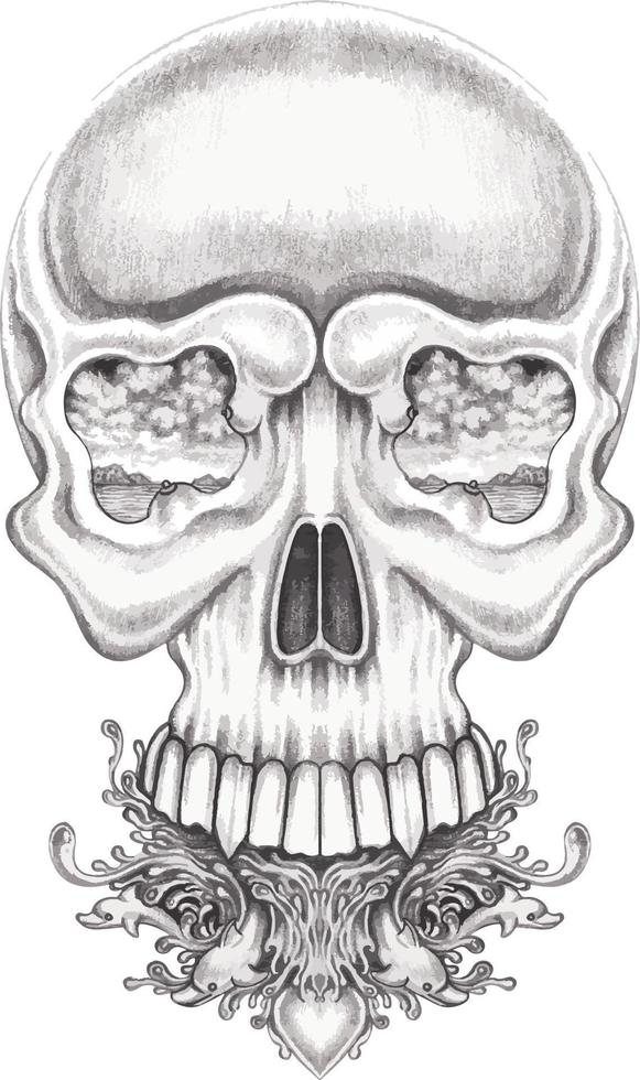 arte surreal skull.hand desenho e fazer vetor gráfico.