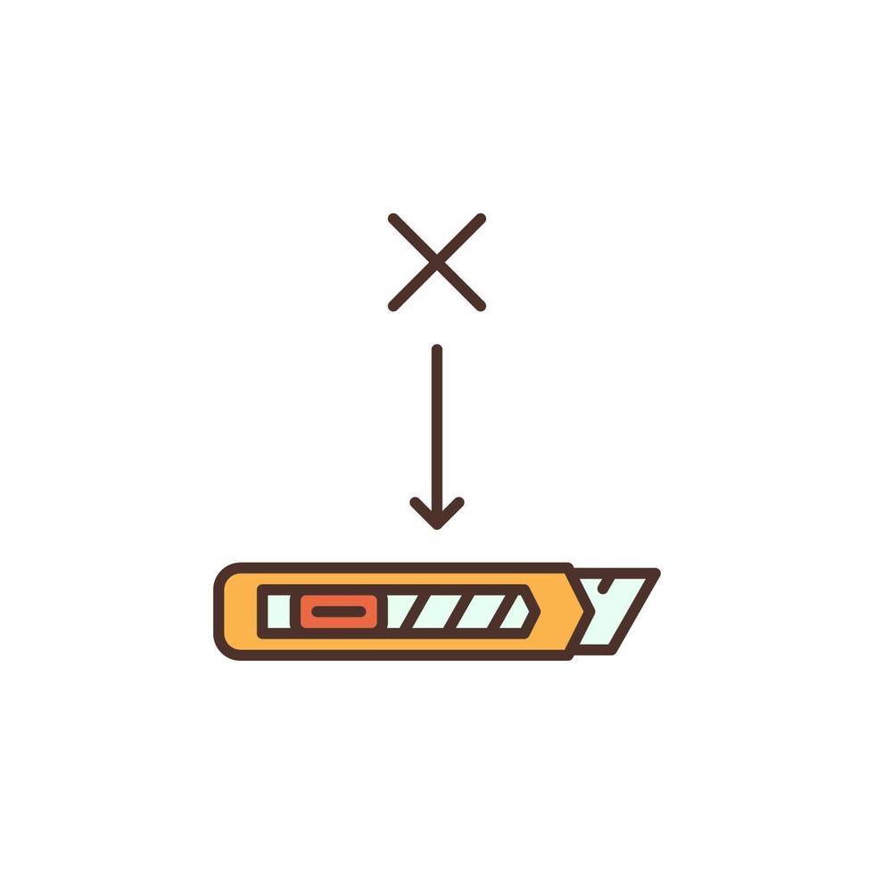 nenhum ícone colorido de cortador - sinal de vetor de proibição de faca de papelaria