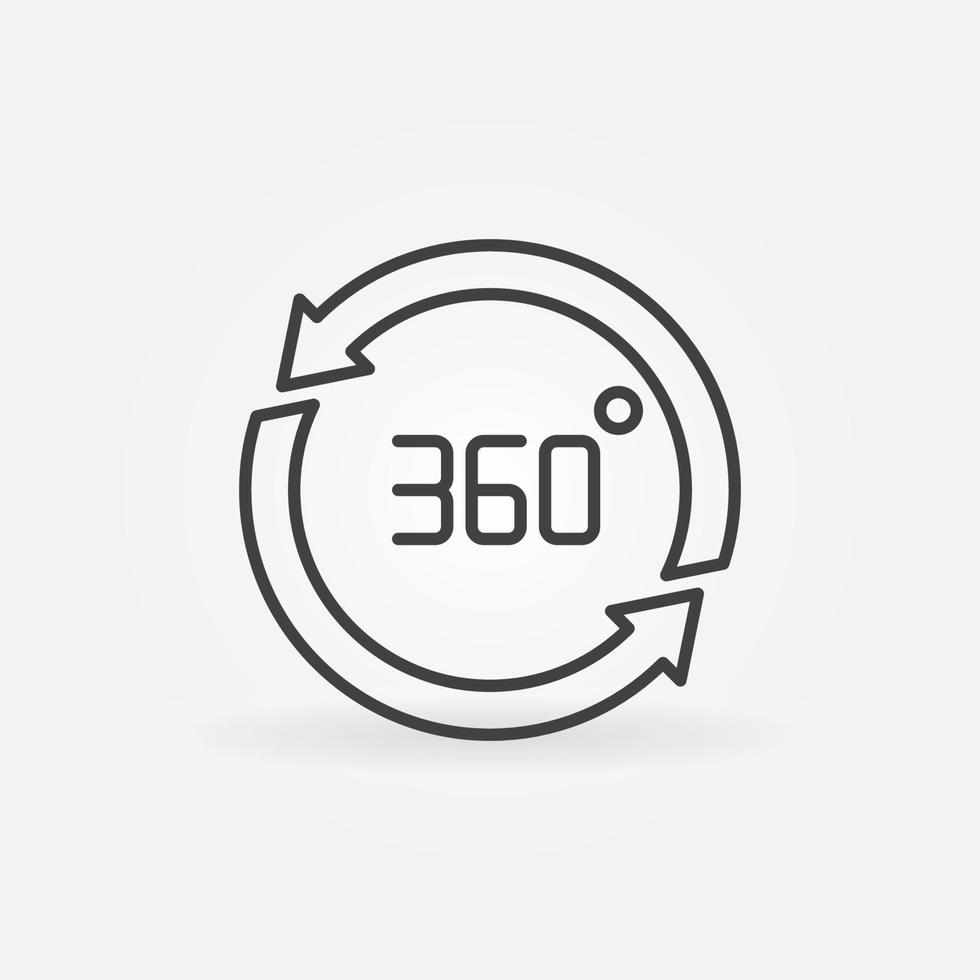 ícone de conceito de contorno de vetor de setas de 360 graus