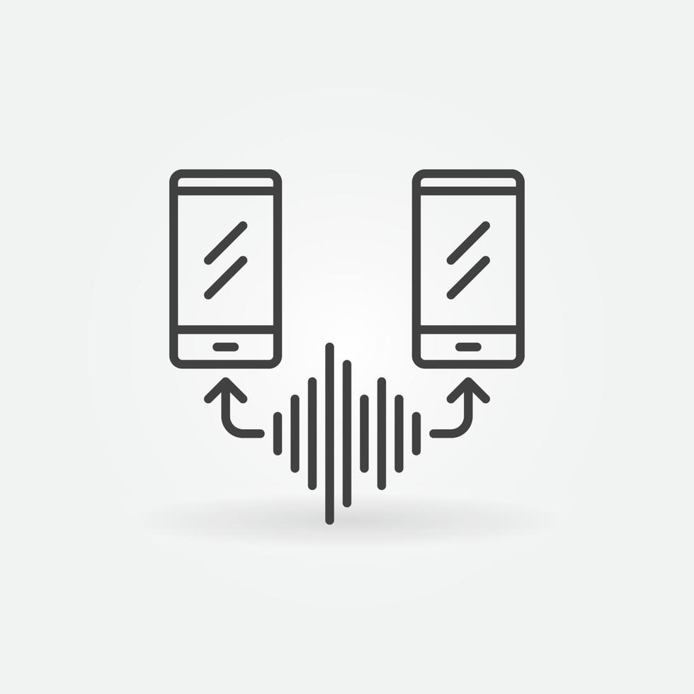 smartphones com ícone de conceito de linha fina de vetor de onda sonora