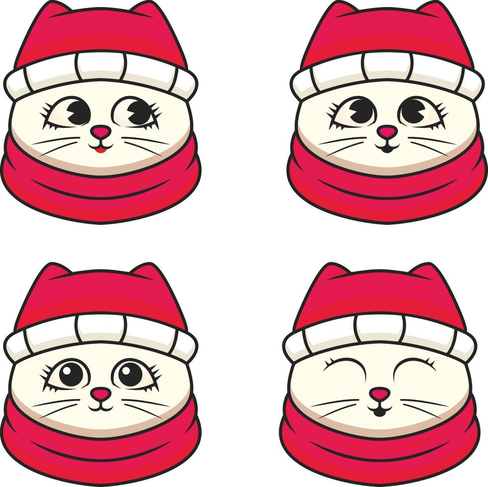 ilustração vetorial de gatinho fofo de desenho animado vestindo roupas de inverno vetor