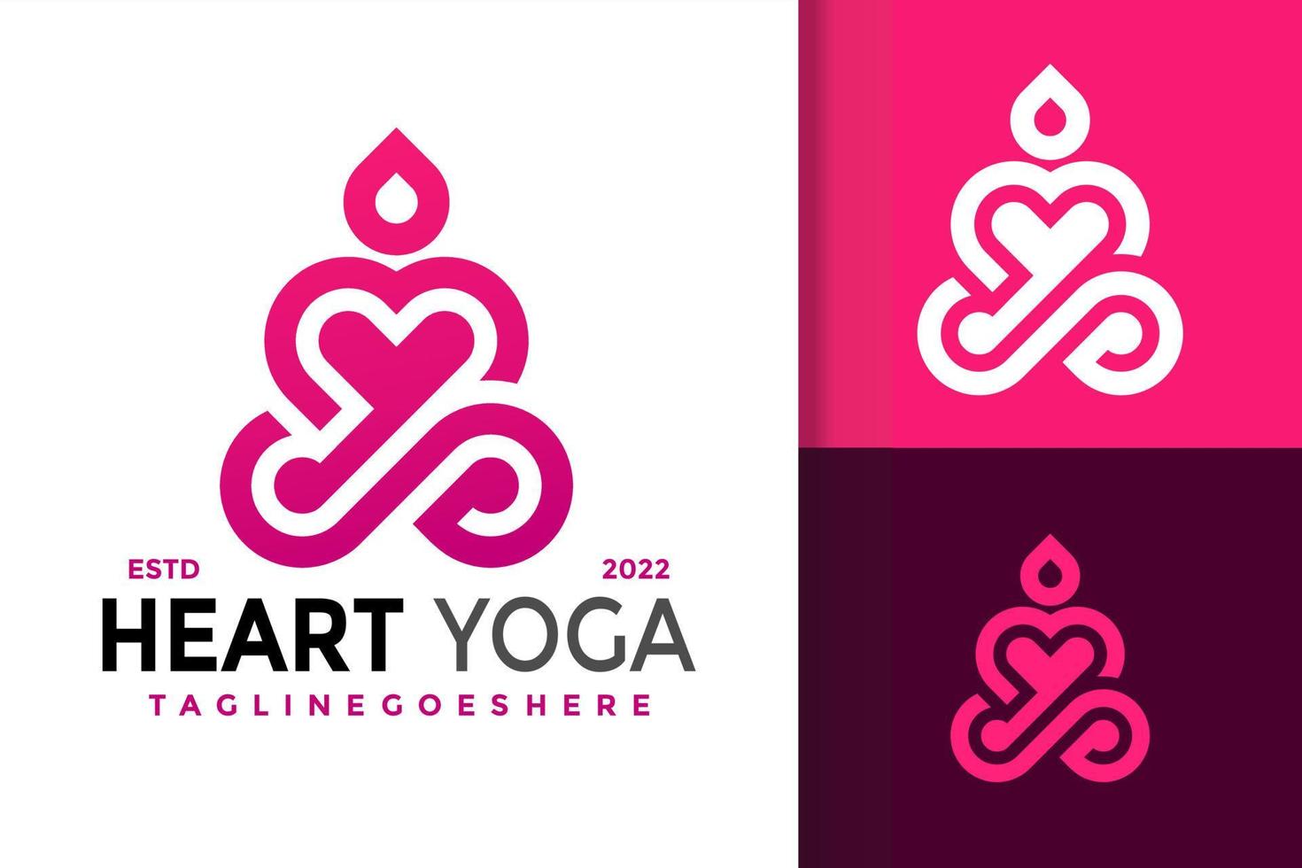 equilibrar design de logotipo de ioga de coração, vetor de logotipos de identidade de marca, logotipo moderno, modelo de ilustração vetorial de designs de logotipo