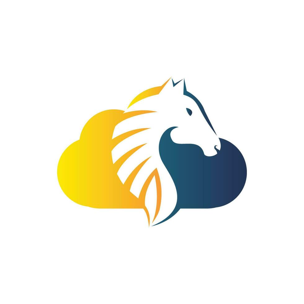 design de logotipo de nuvem e cavalo. cavalo criativo e design de ícone de nuvem. vetor