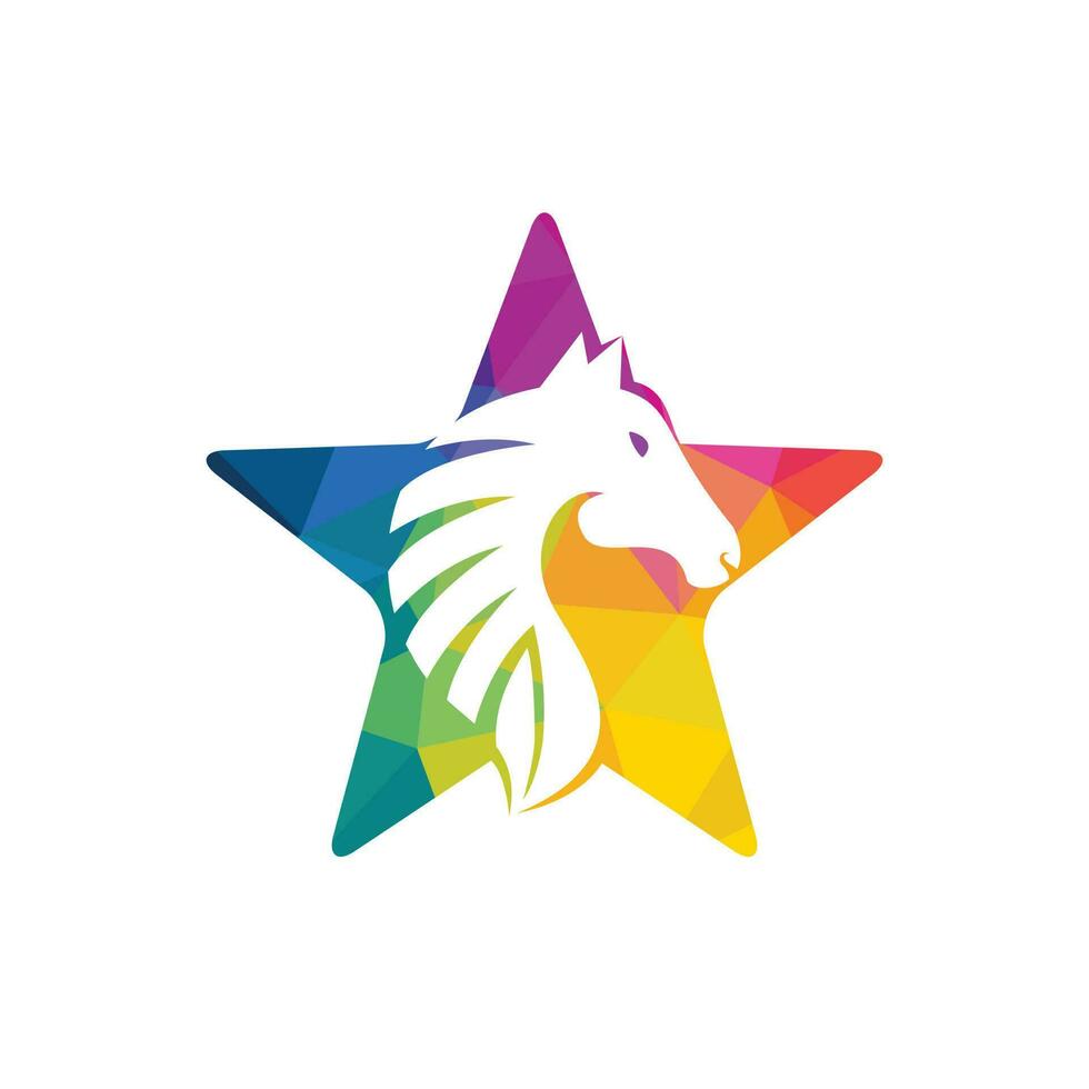 design de logotipo de cavalo estrela. estrela criativa e design de ícone de cavalo. vetor