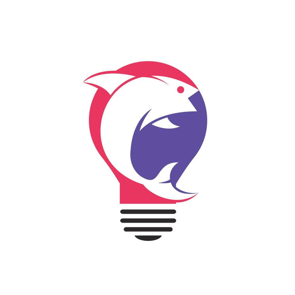 design de logotipo de vetor de peixe e bulbo. sinal simples de ícone de lâmpada de peixe e lâmpada. conceito de ideia de negócio de pesca criativa.