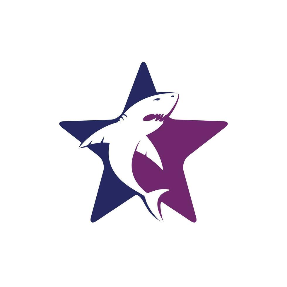 design de logotipo de vetor de tubarão estrela. modelo de design de vetor de ícone de tubarão e estrela criativo.