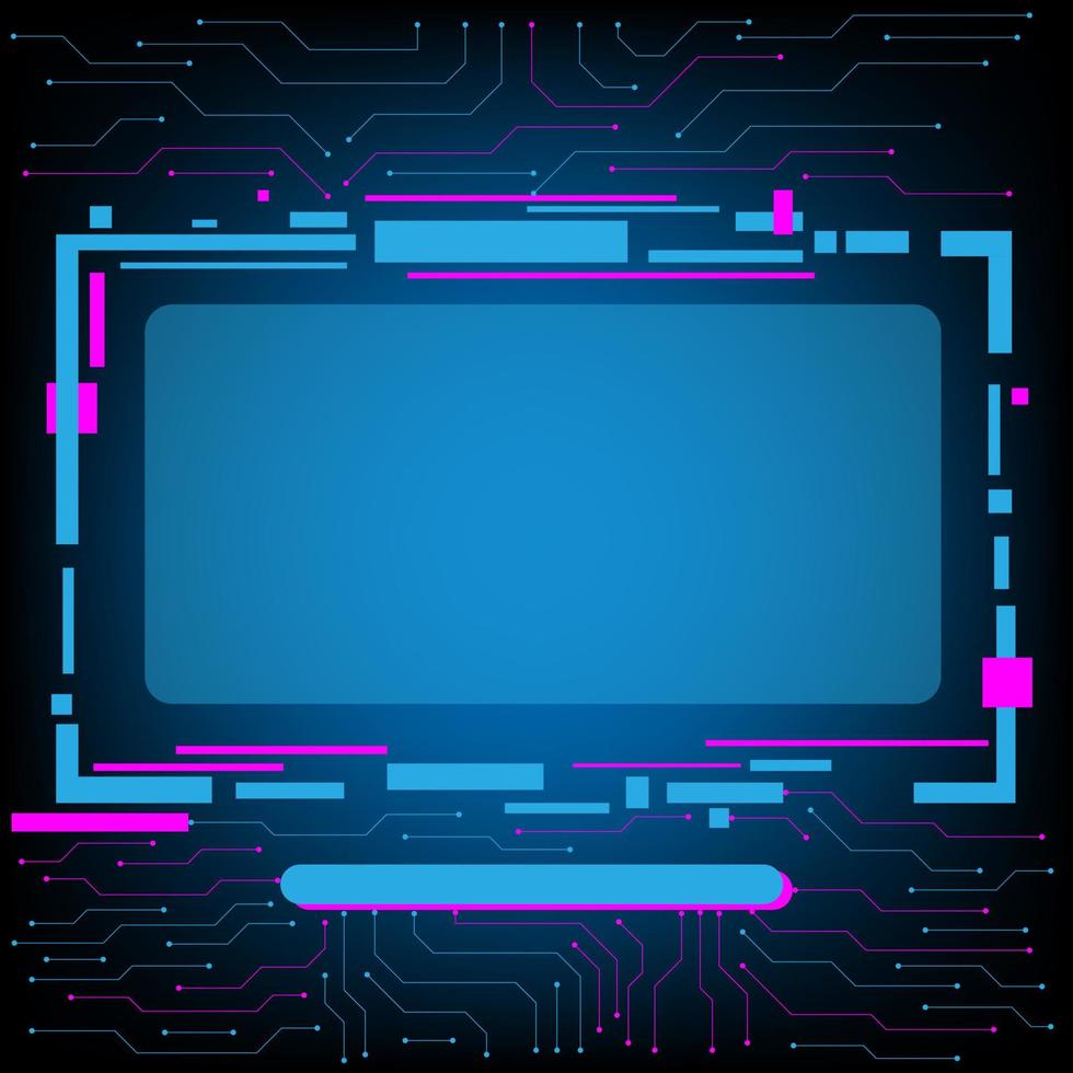 borda retangular com vetor de placa de circuito eletrônico de chip de computador para conceito de tecnologia e finanças e educação para o futuro