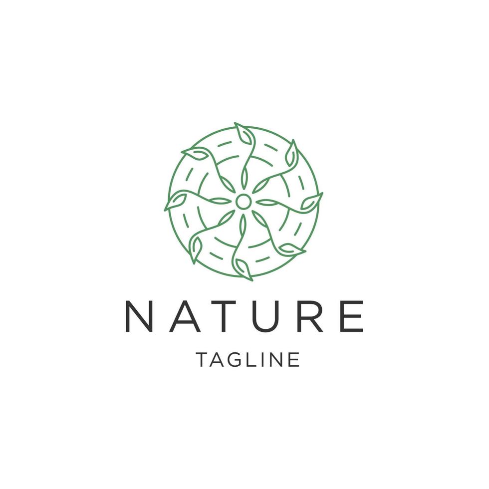 modelo de design de ícone de logotipo de linha de flores da natureza vetor plano