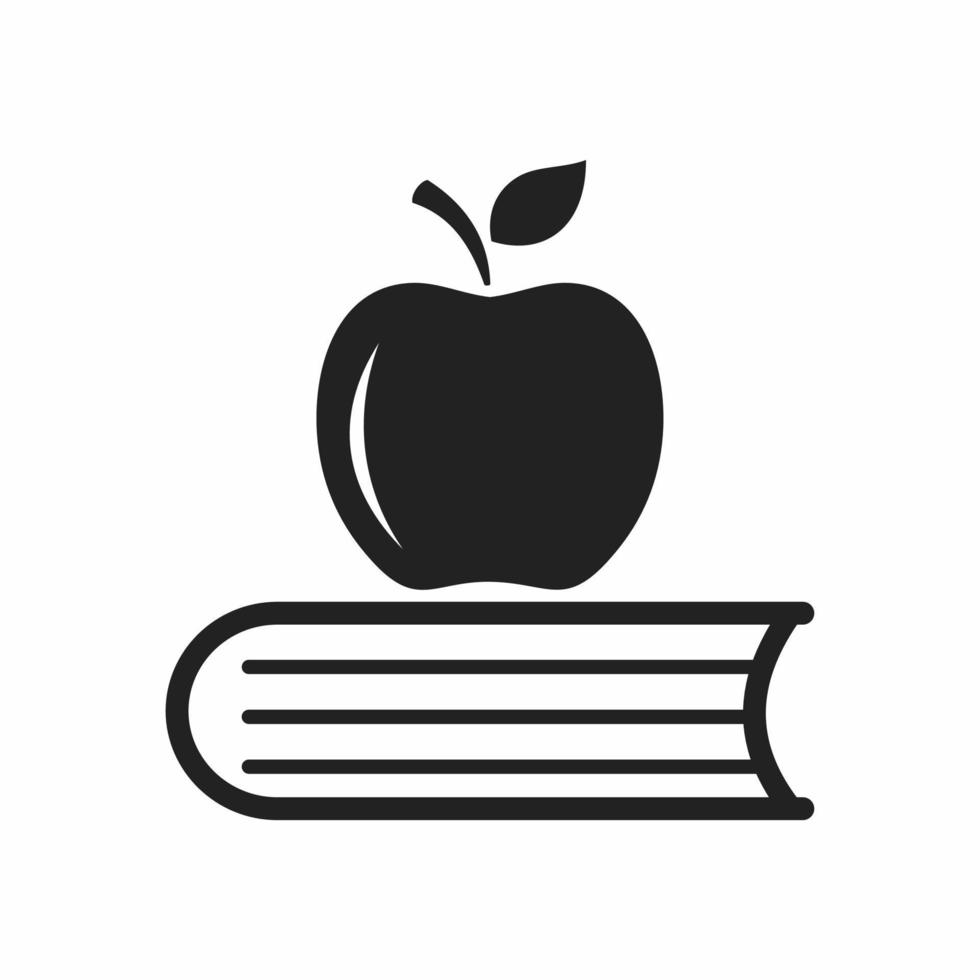 ícone de vetor de maçã e livro