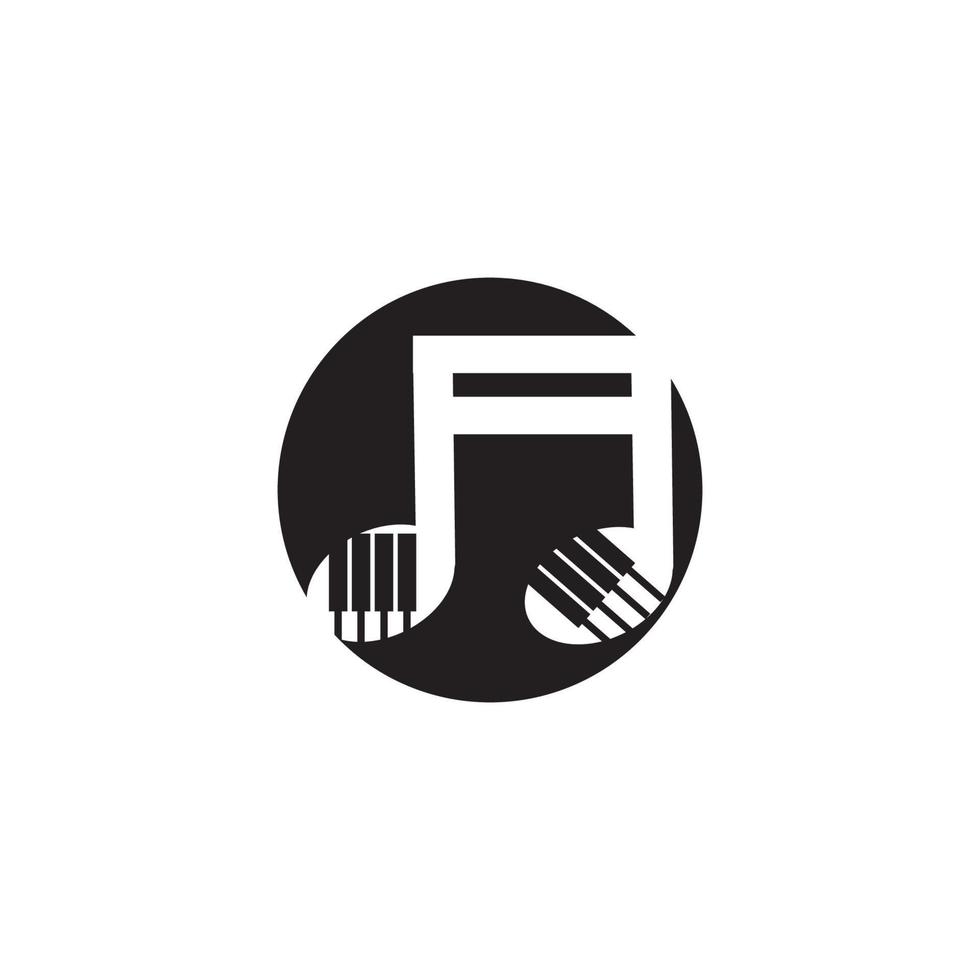 logotipo de design de ilustração vetorial de ícone de piano vetor