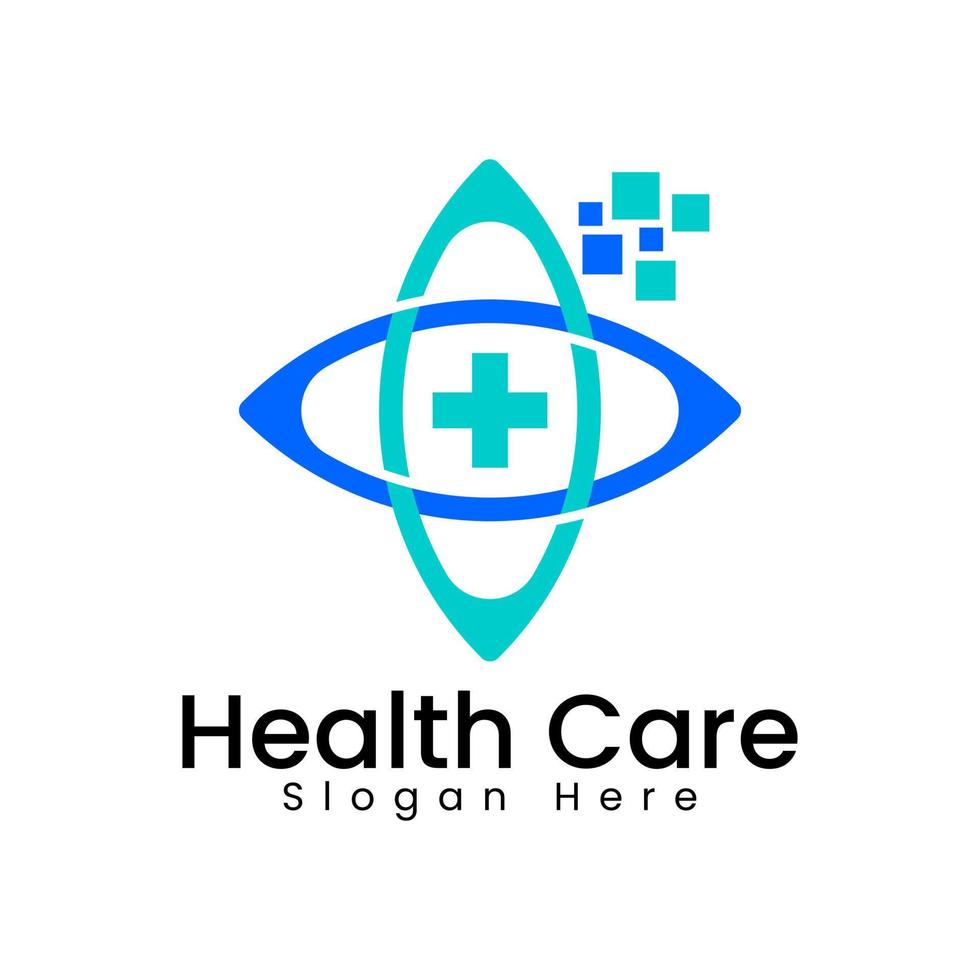 conceito de design de logotipo de cuidados de saúde, modelo de design de logotipo de ícone de saúde médica vetor