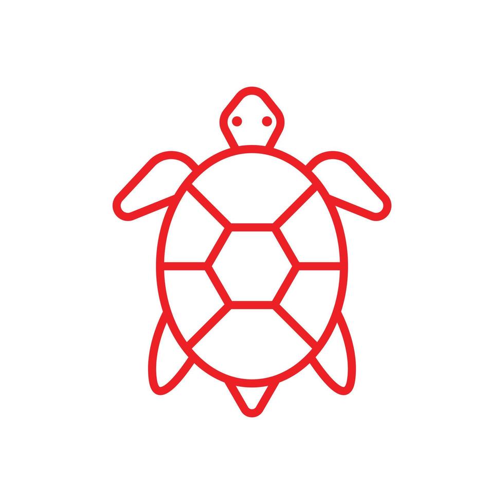 eps10 vermelho vetor tartaruga marinha ícone arte linha abstrata isolado no fundo branco. símbolo de contorno de animais marinhos em um estilo moderno simples e moderno para o design do seu site, logotipo e aplicativo móvel