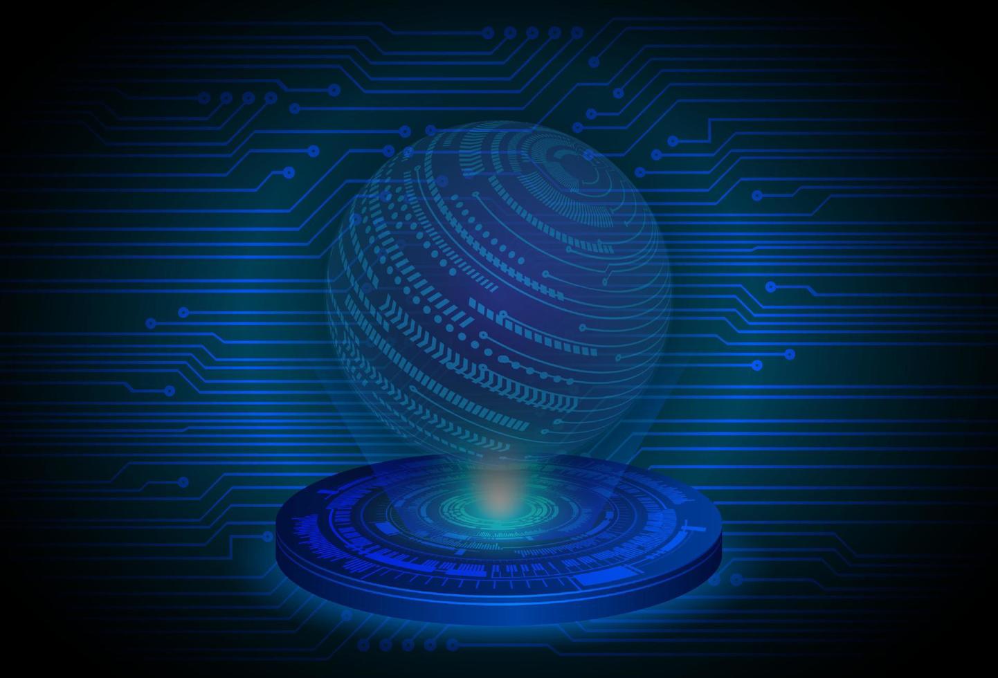 projetor holográfico de mapa do mundo globo moderno em fundo de tecnologia vetor