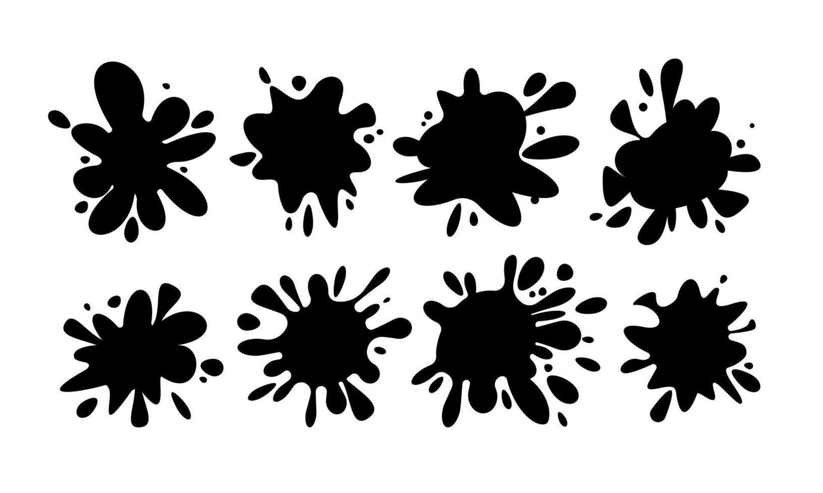 conjunto de ícones de respingos de tinta de água de desenho animado vetor