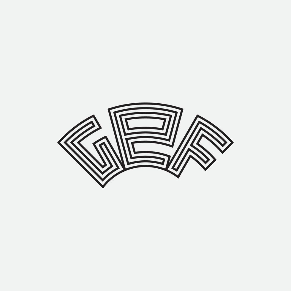 modelo de logotipo de monograma gef carta inicial. vetor