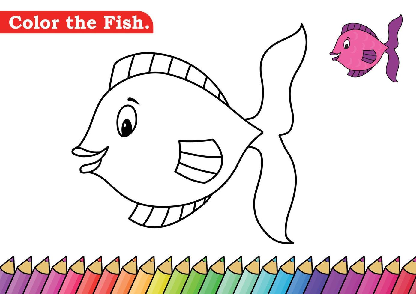 desenho de peixe para colorir. livro de colorir isolado. páginas coloridas para crianças. peixes isolados. vetor