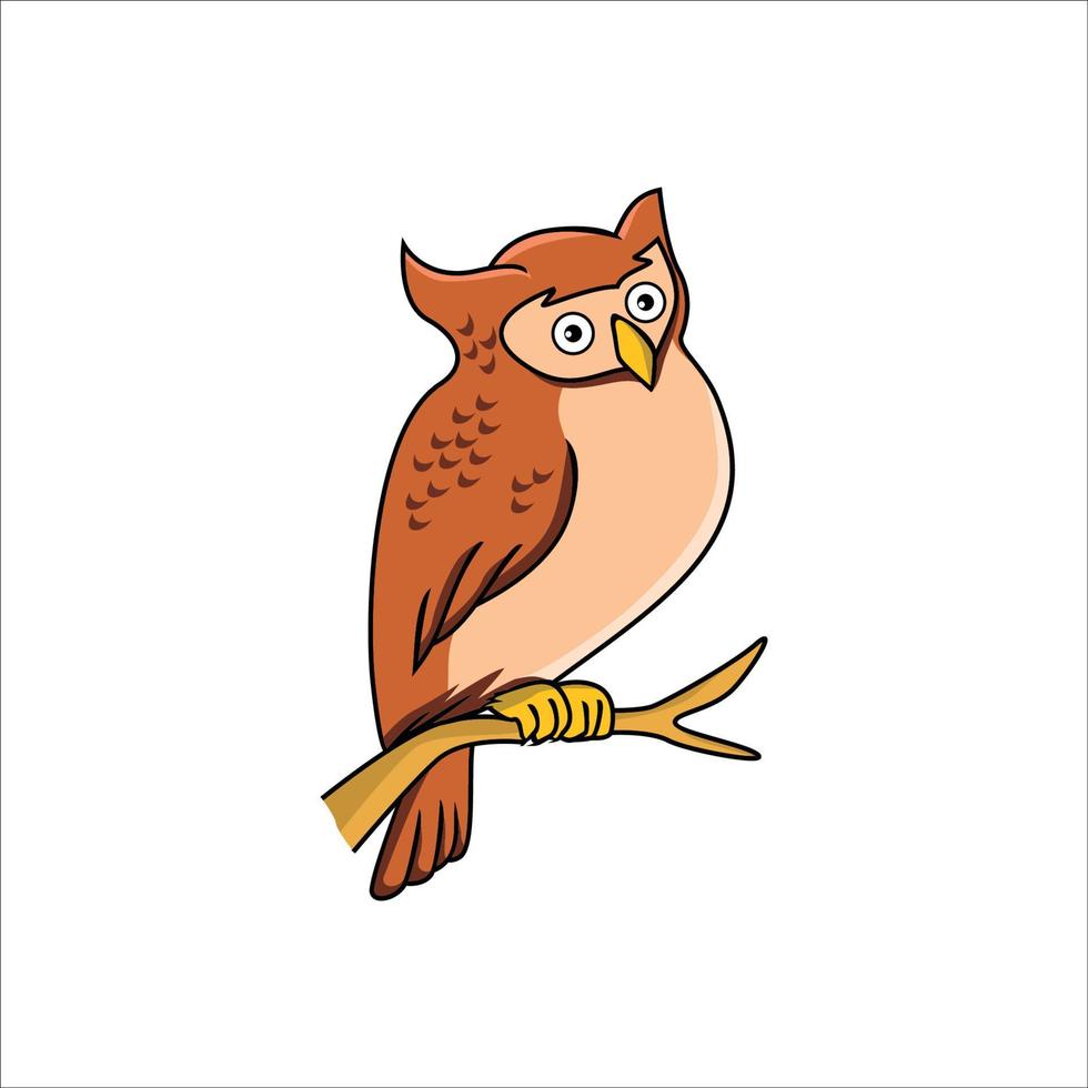 ilustração em vetor dos desenhos animados de coruja. ícone de animal selvagem, sinal e símbolo.