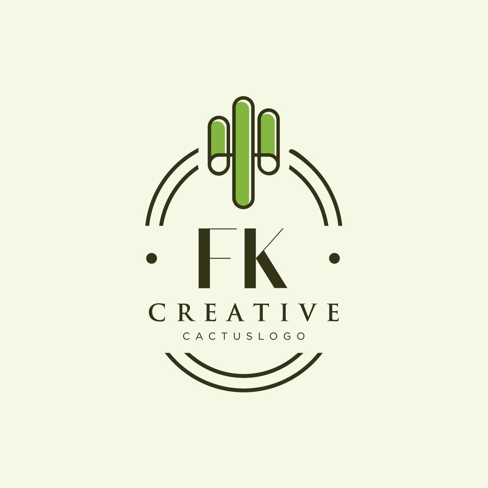 vetor de logotipo de cacto verde de letra inicial fk