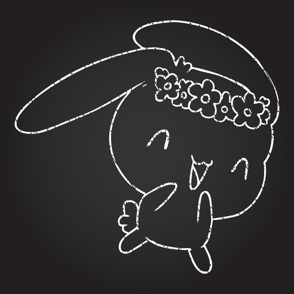 desenho de giz de coelho feliz vetor